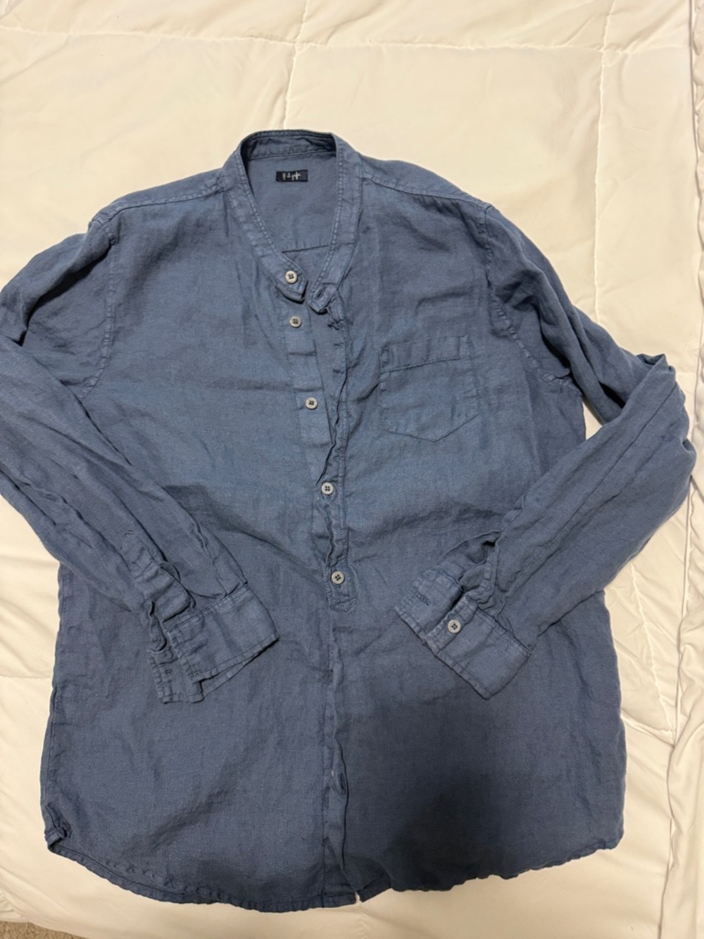 IL GULFO 100% Linen Button Down Shirt Long Sleeve Women’s Medium Blue